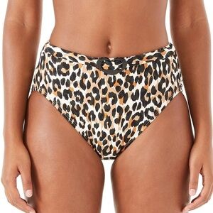 🌻NEW w/tag Kate Spade Leopard Print High Waist Bikini Bottom Heart Belt Size S